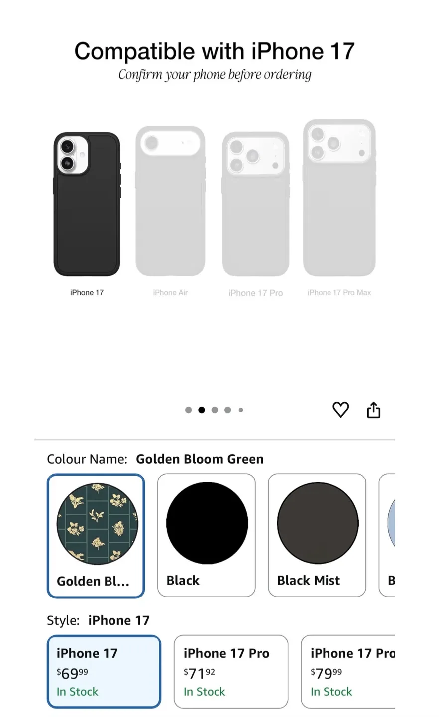 New! Otterbox Symmetry iPhone 17 Case - Golden Bloom Green image indicator(3)