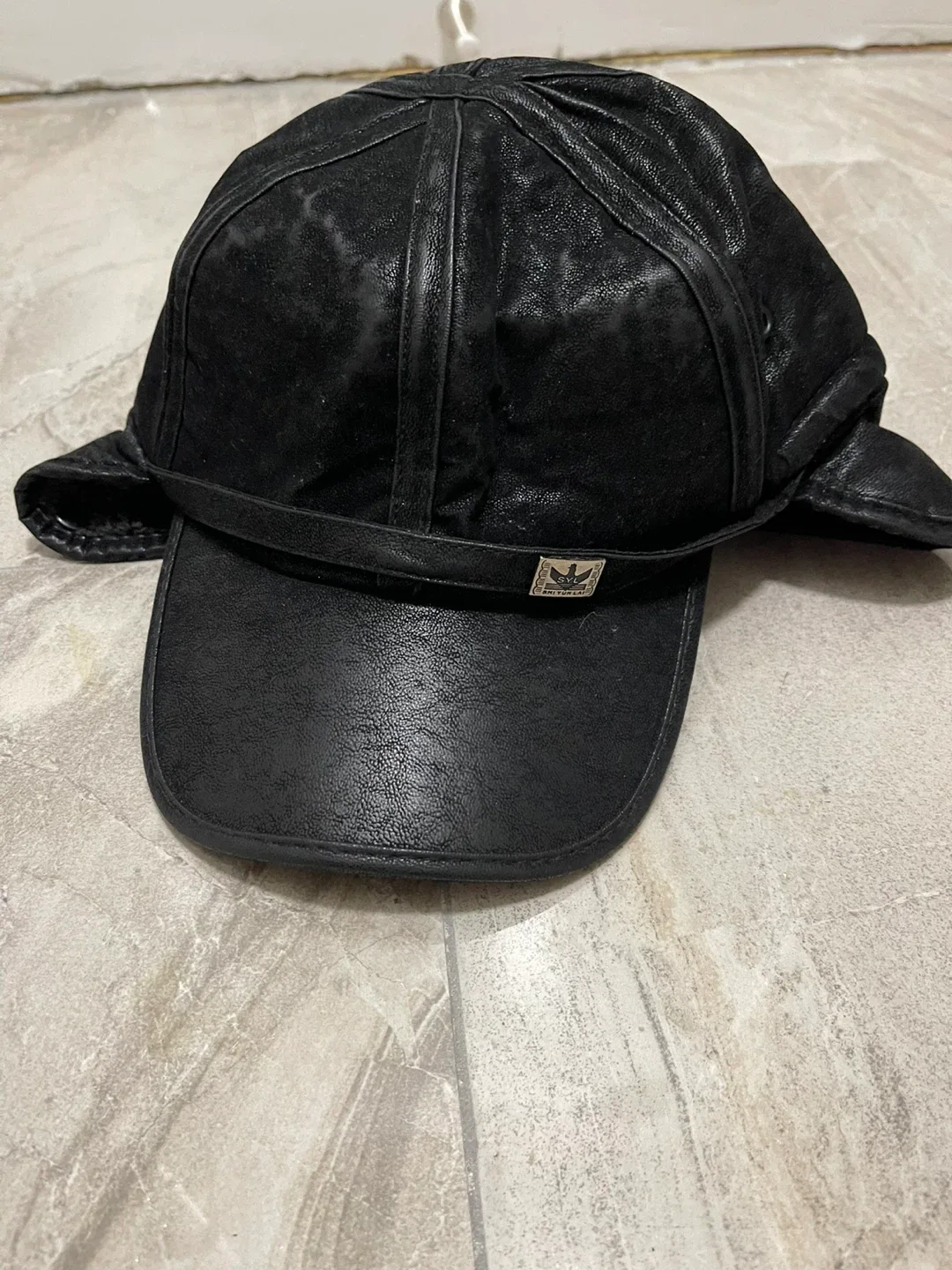 Adidas Black Leather Trapper Hat
