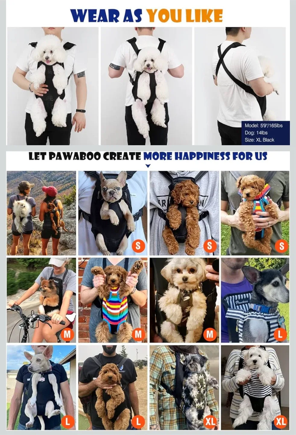 Pawaboo Pet Carrier Backpack - XL Black image indicator(2)