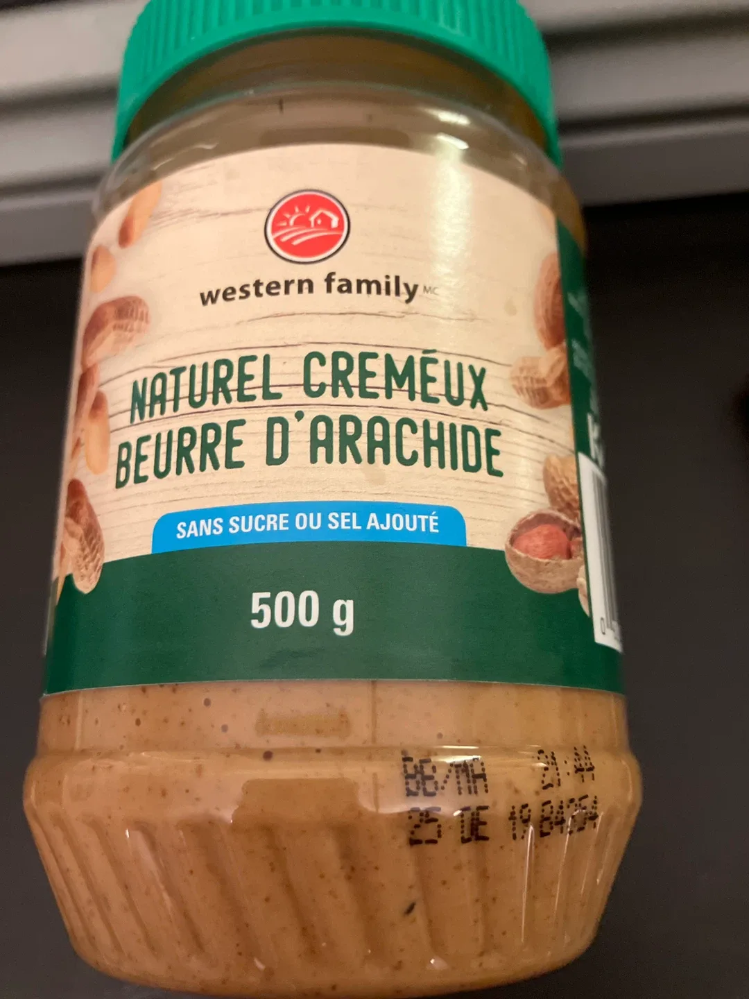 Unopened Western Family Natural smooth Peanut Butter, 500g