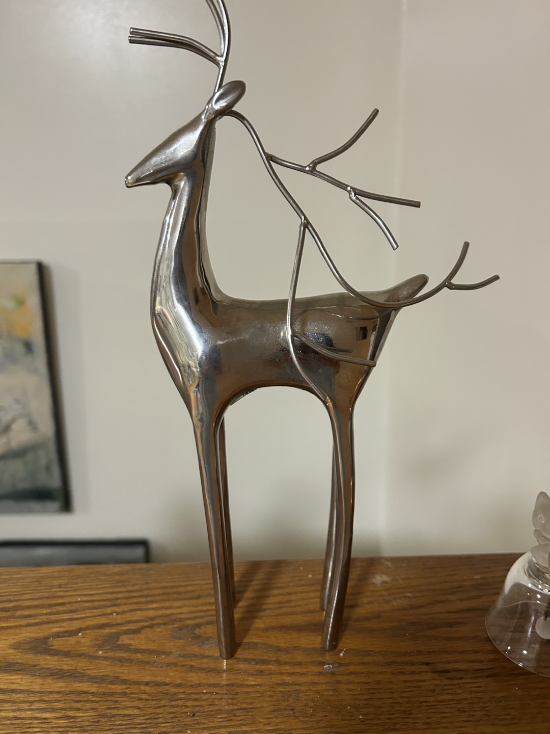 Silver Metal Deer Figurine