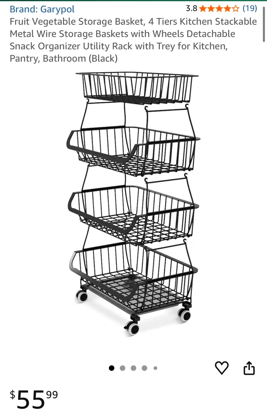 Garypol 4-Tier Metal Storage Basket
