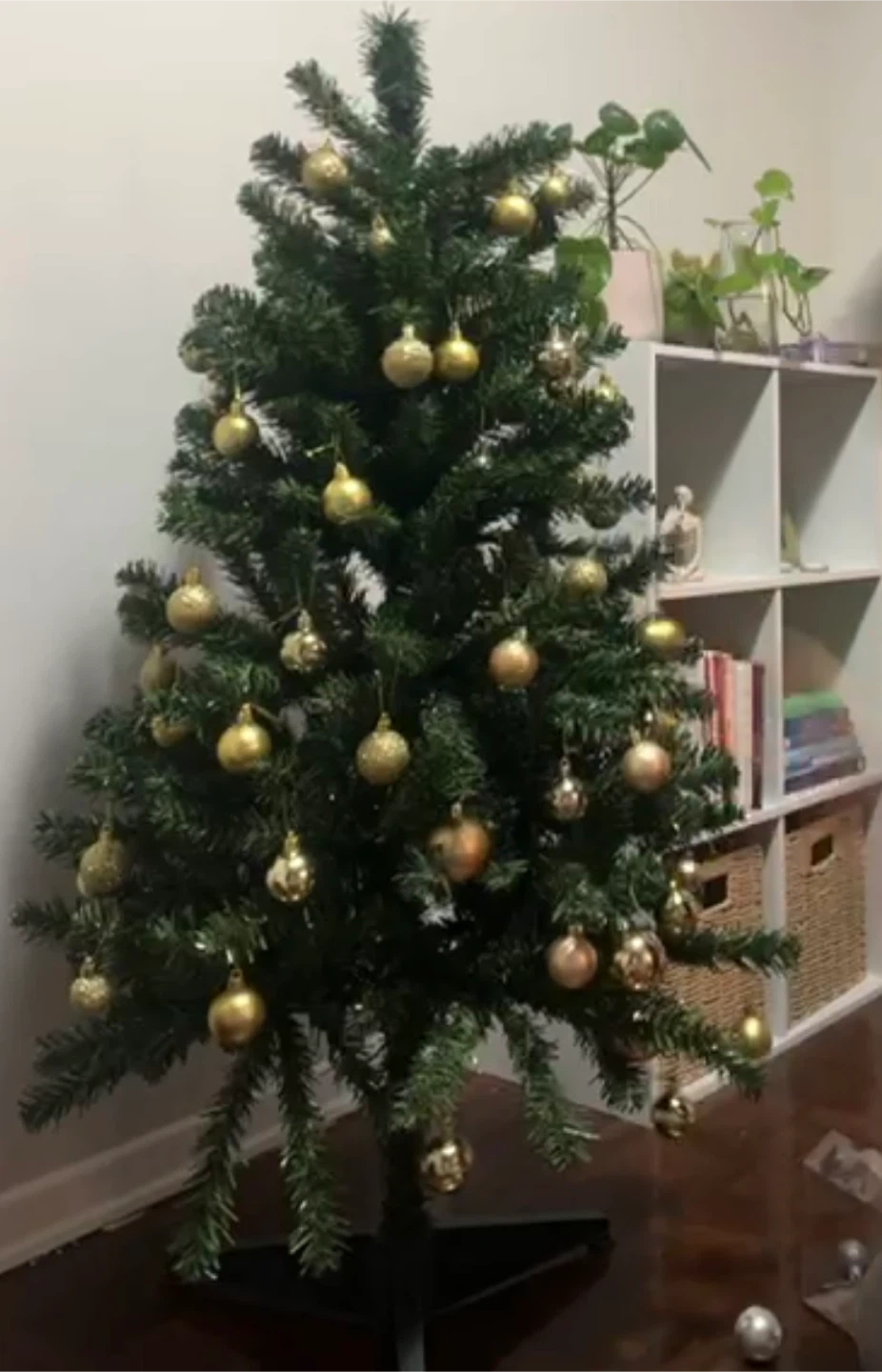 Small Christmas Tree with Golden Ornaments