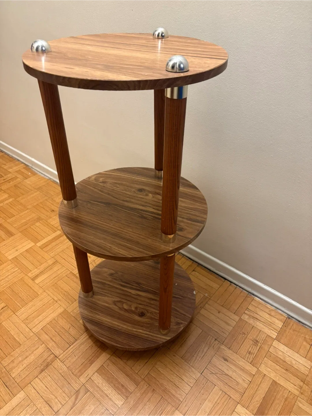 Round Wood Side Table - Two Tier