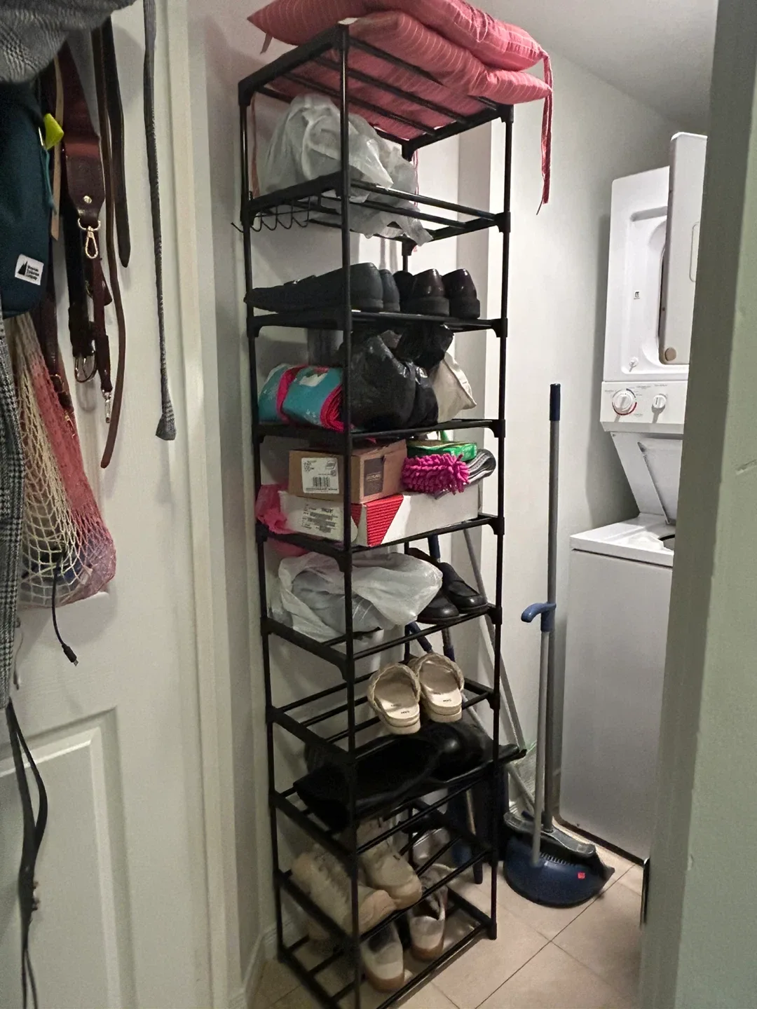Black Metal 9-Tier Shoe Rack