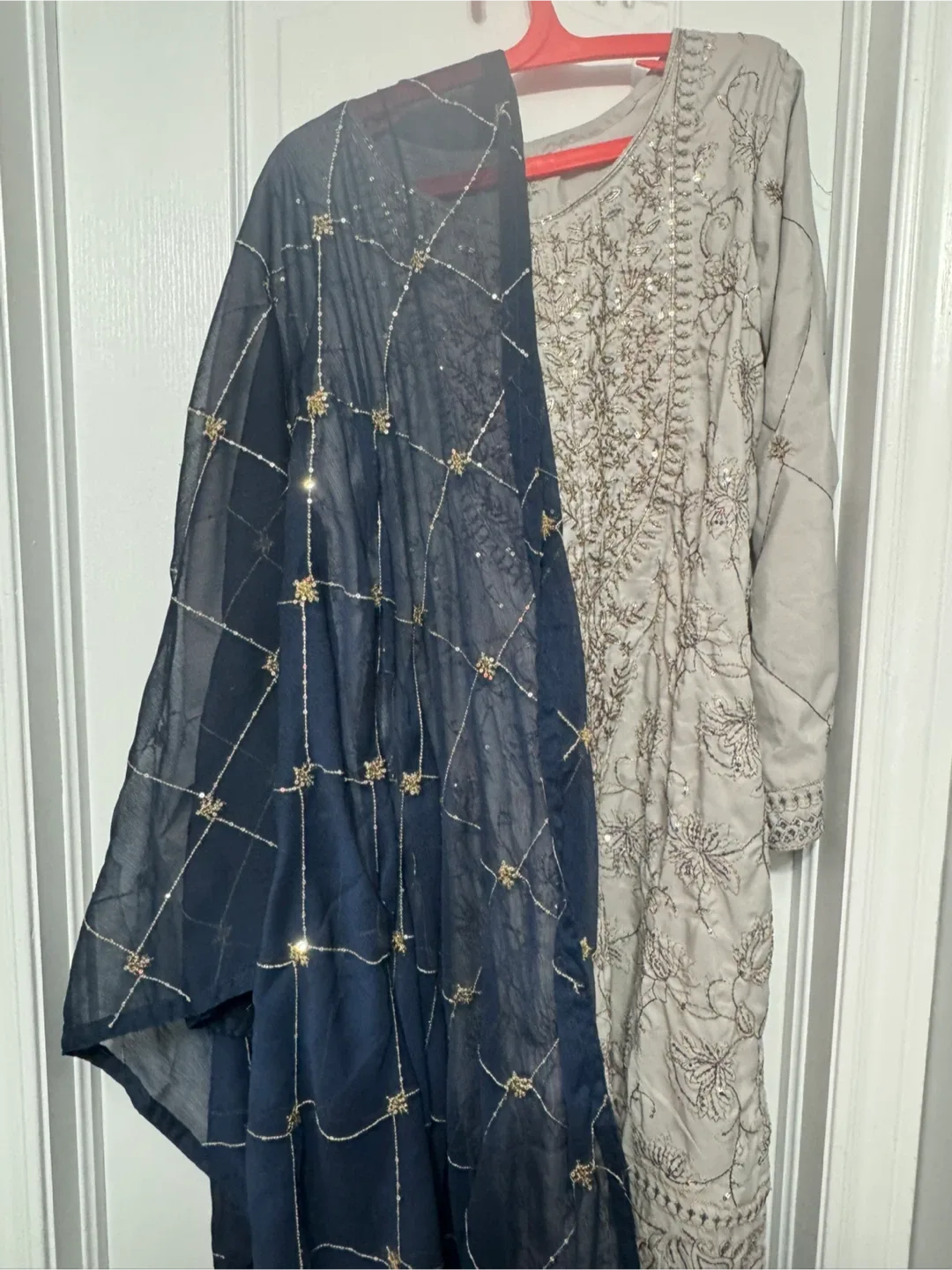 Grey Embroidered Shalwar Kameez Suit