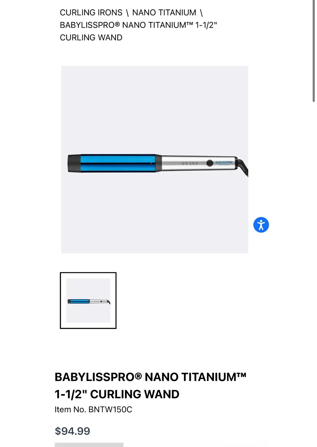 New BaBylissPRO Nano Titanium 1 1/2" Curling Wand image indicator(2)