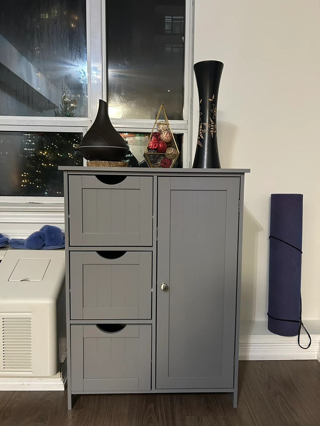 Grey Storage Cabinet with Drawers