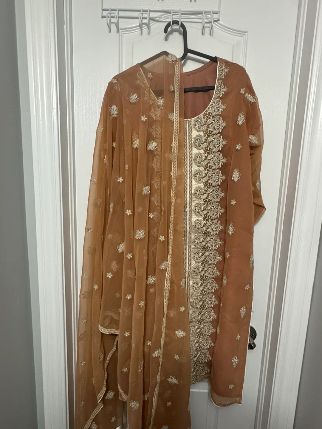 Brown Embroidered Salwar Kameez