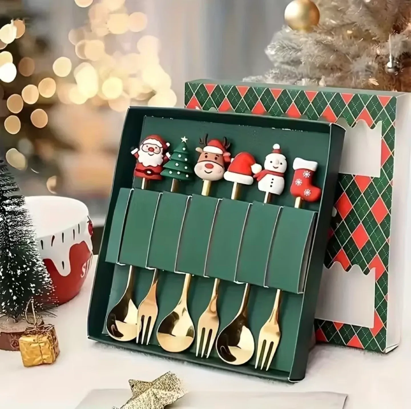 Christmas Spoon & Fork Set - New in Box!