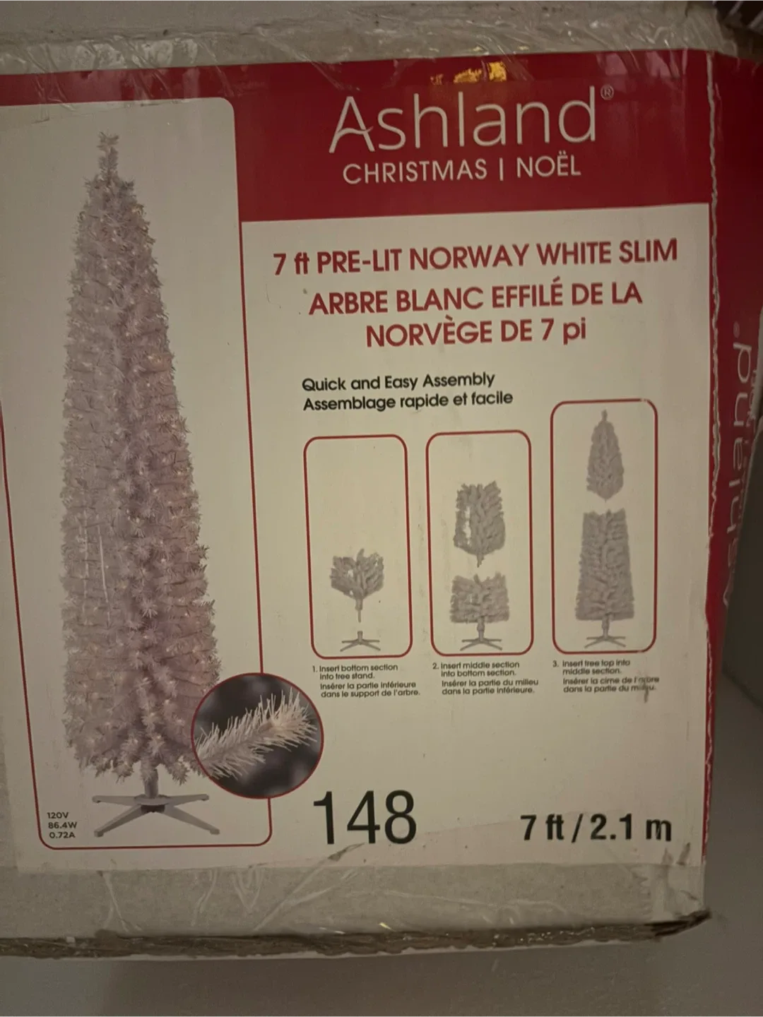 Ashland 7ft Pre-Lit Norway White Slim Christmas Tree