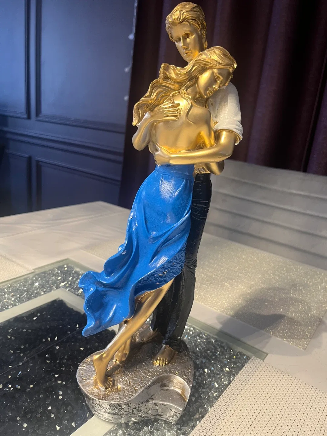 Couple Dancing Statue - Gold & Blue
