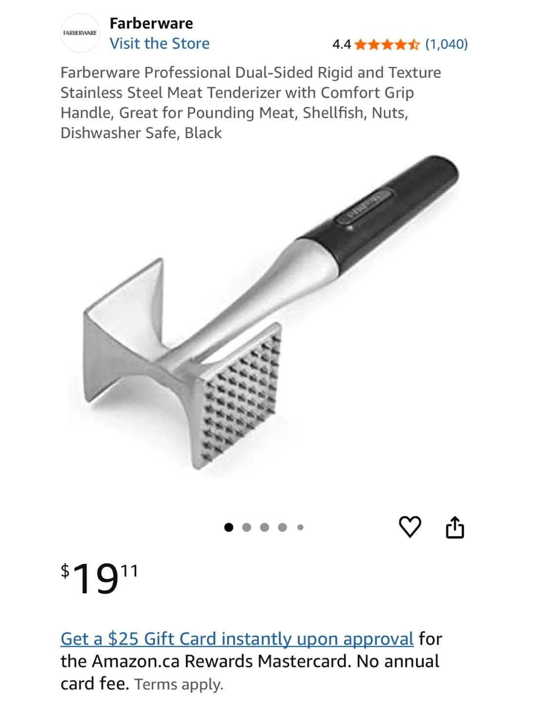 Meat Tenderizer , Farberware Dual Sided Meat Tenderizer image indicator(5)