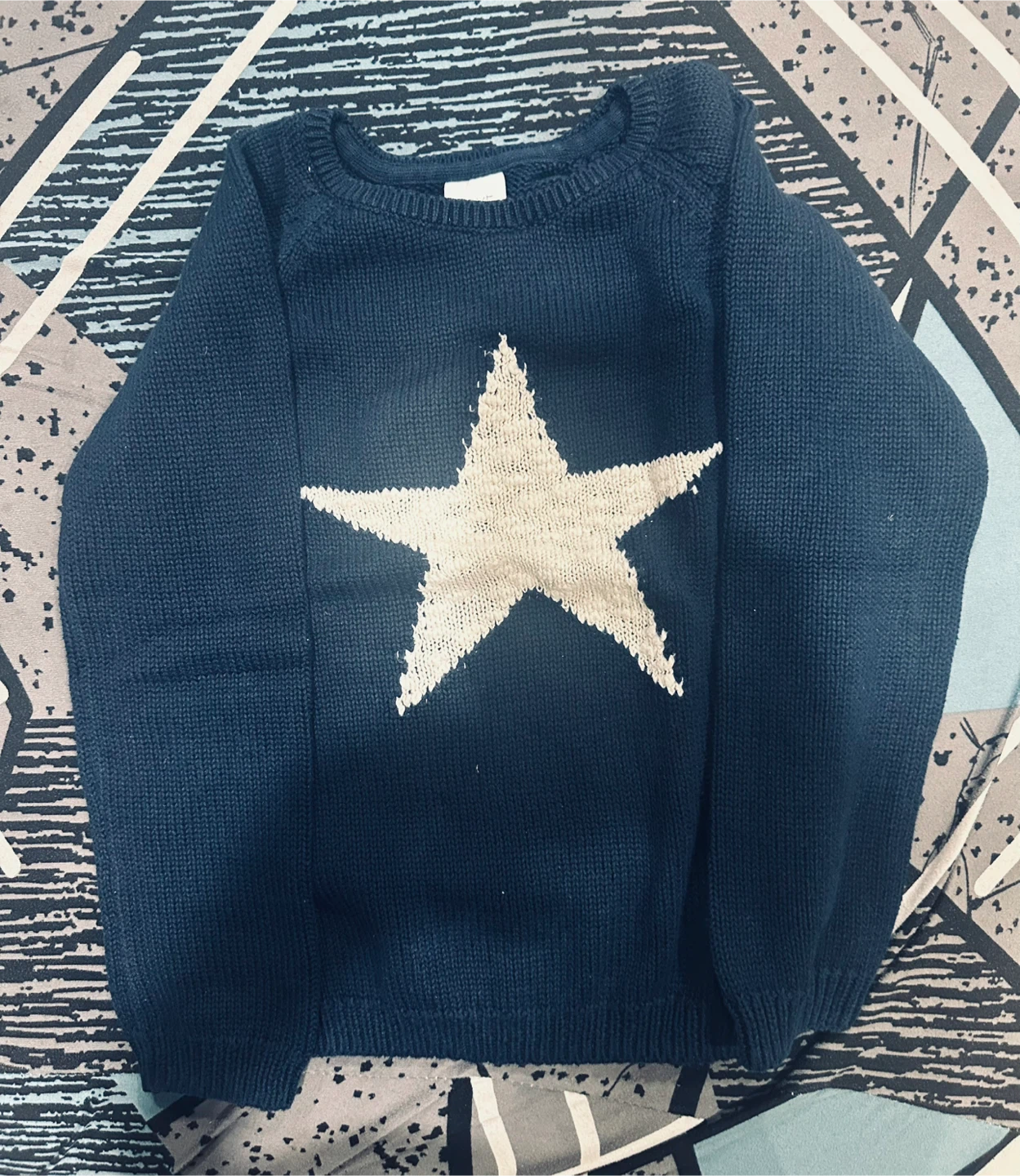 Kids' Navy Star Sweater & Dsquared2 Black Pants - photo 2