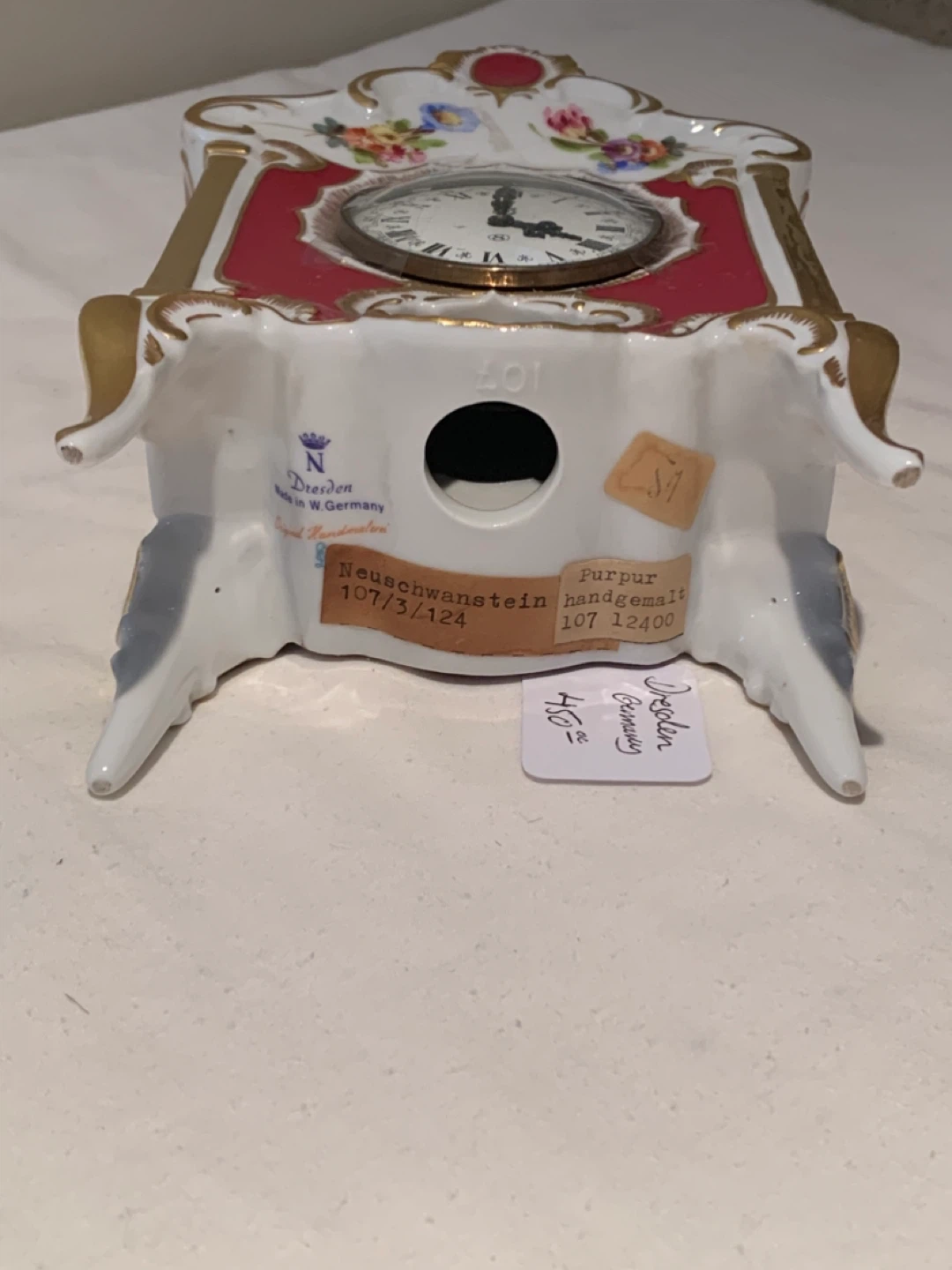 Dresden Germany Neuschwanstein Handgemalt Clock - photo 3