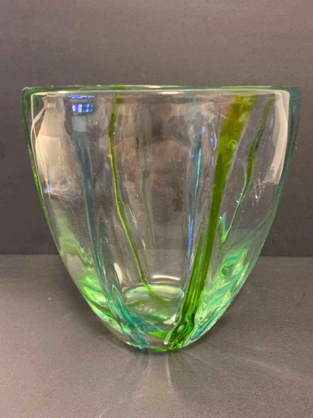 Green Glass Vase, 7 Inches Tall