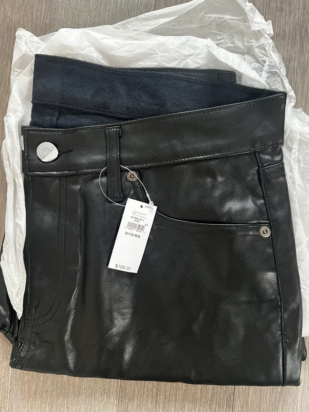 New GAP Black Faux Leather Pants - Size 31/12