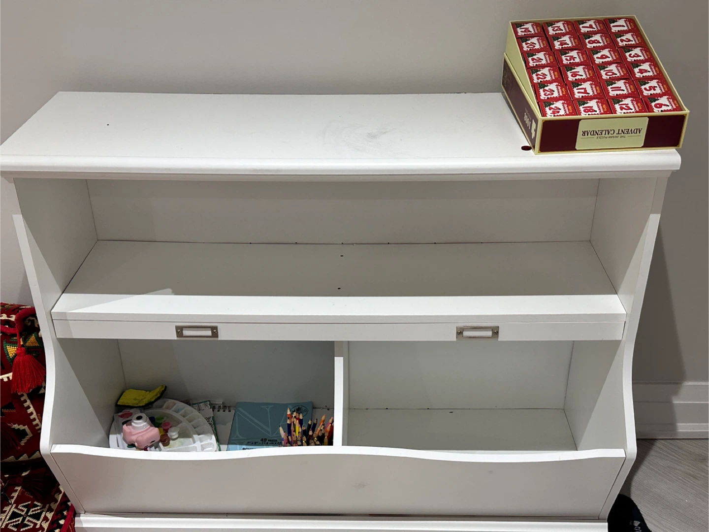 Kids White Toy Storage Shelf