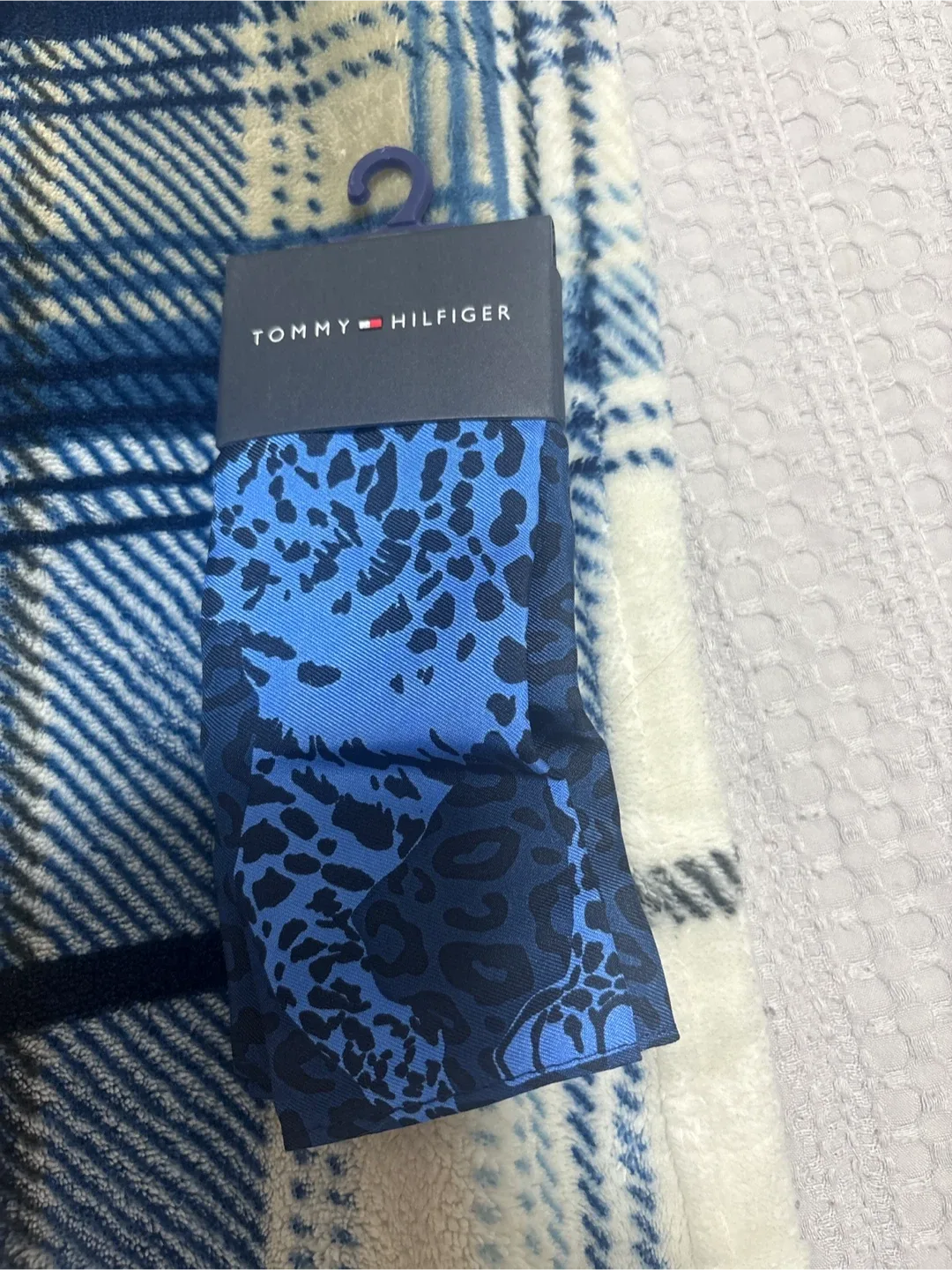 Tommy Hilfiger Blue Leopard Print Scarf - New
