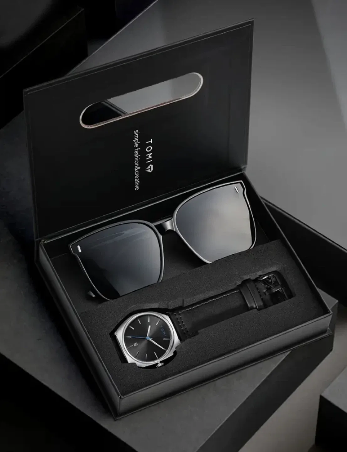 TOMI Watch & Sunglasses Gift Box - Black