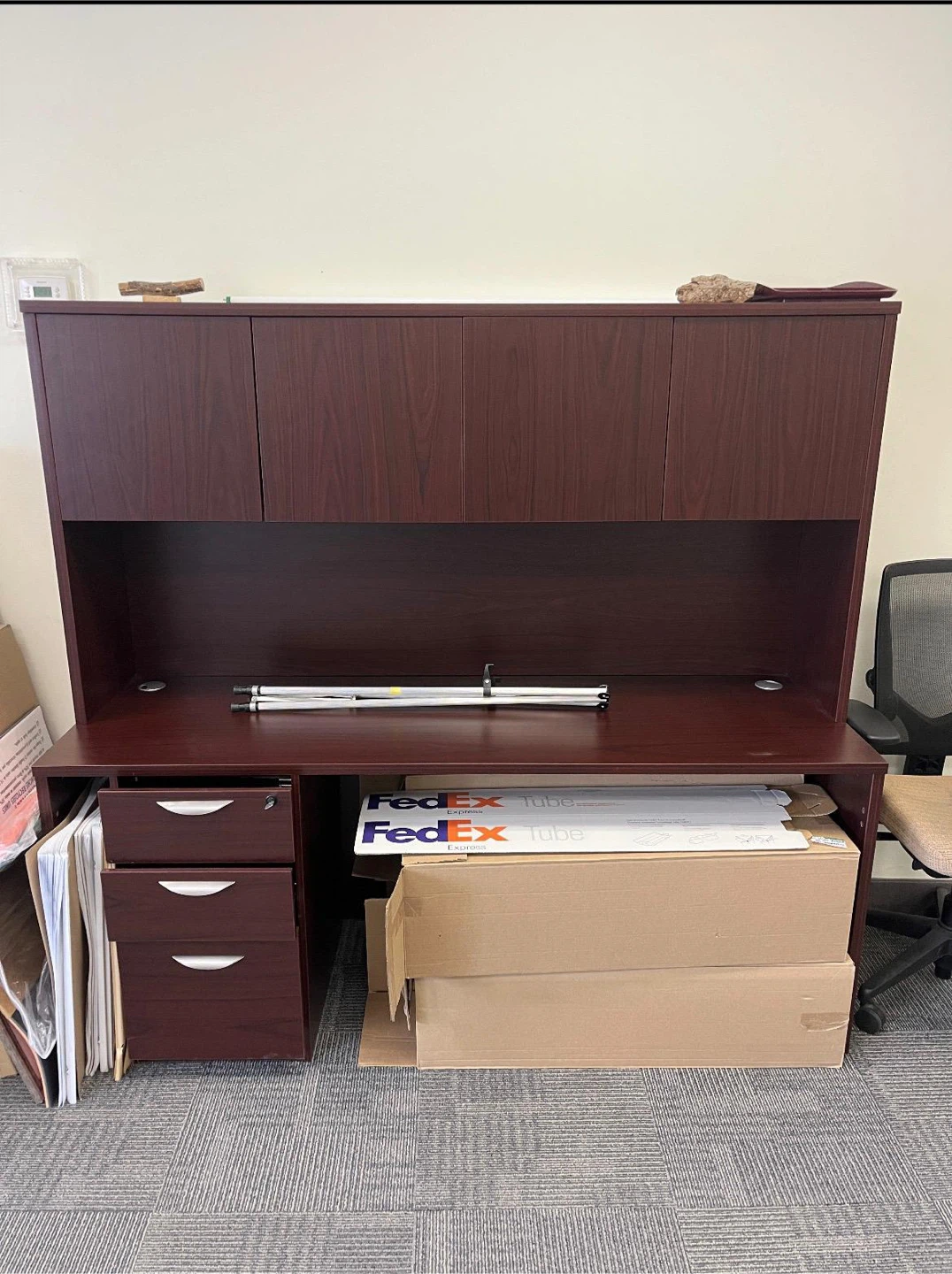 Office Desk with Hutch, Brown