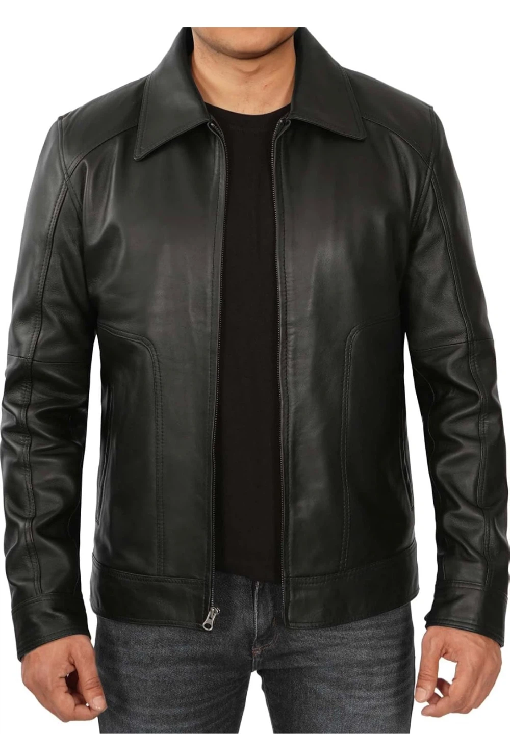 Black Real Lambskin Mens Leather Jacket