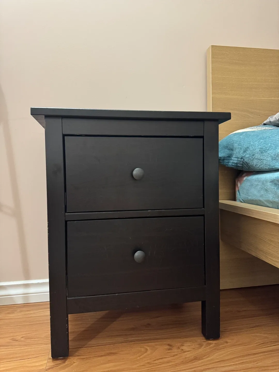 IKEA Hemnes Black-Brown 2-Drawer Nightstand image indicator(2)
