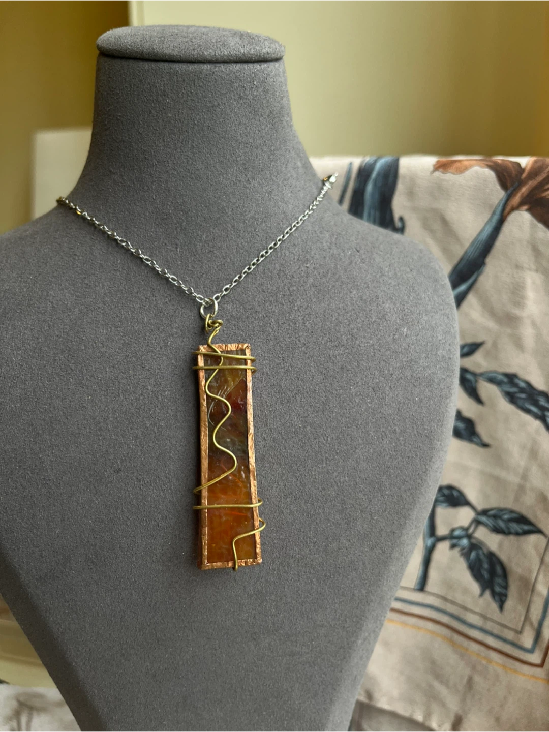 One of a kind double sided stained glass pendant - photo 2