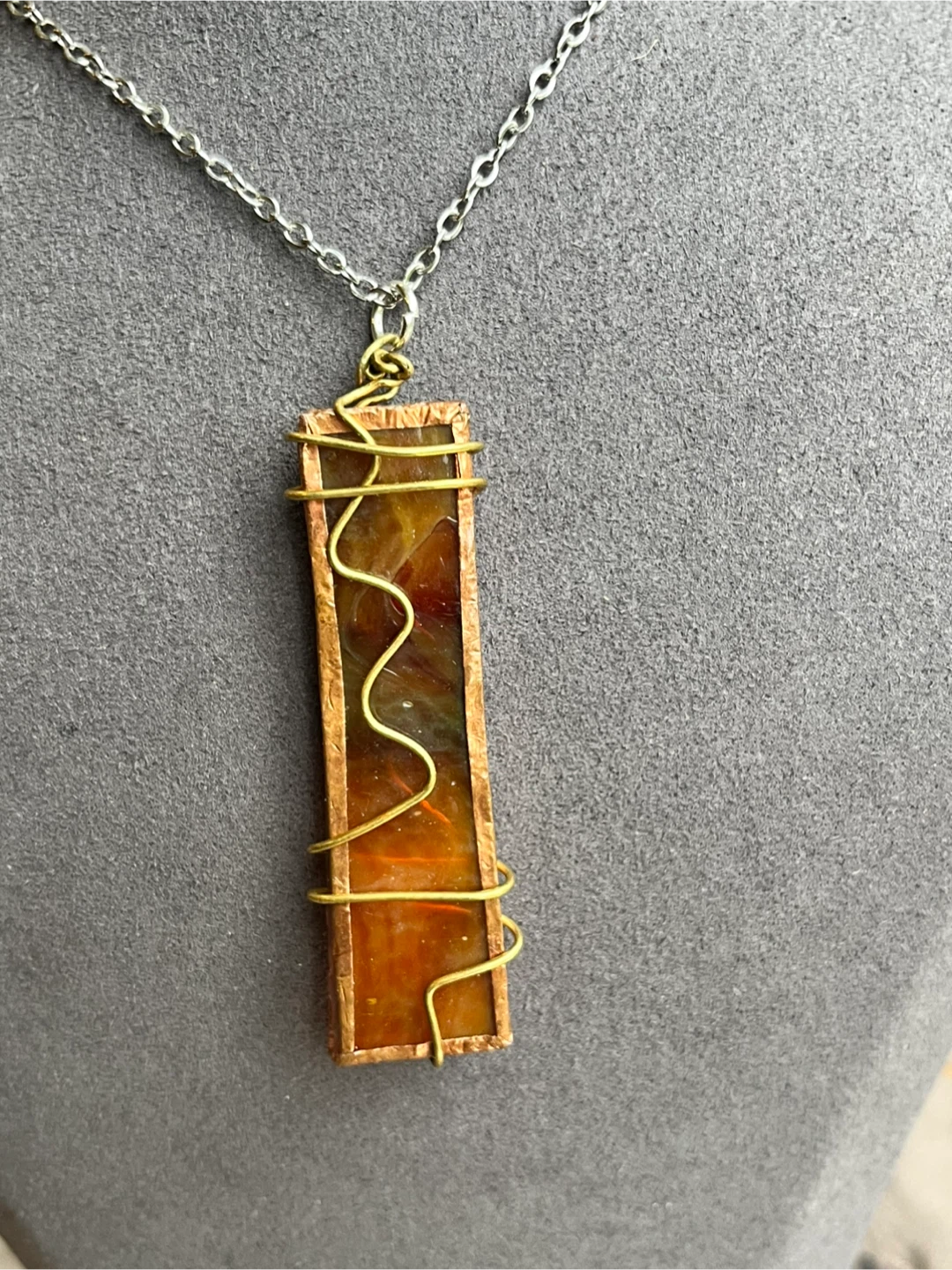 One of a kind double sided stained glass pendant - photo 4