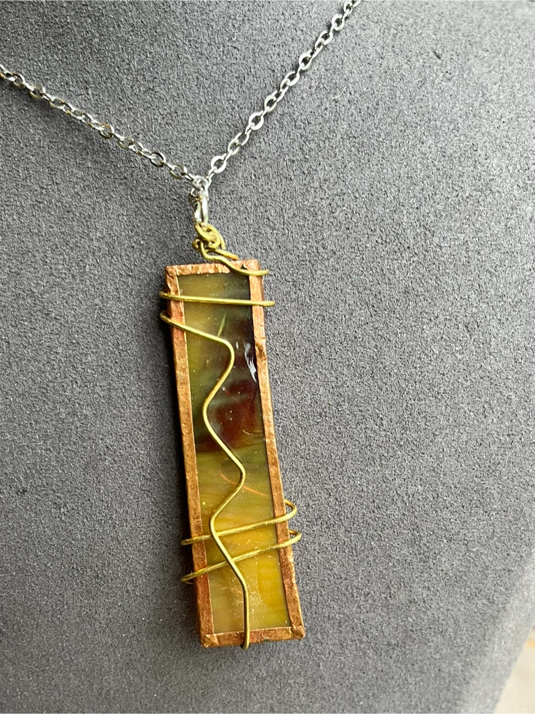 One of a kind double sided stained glass pendant - photo 3