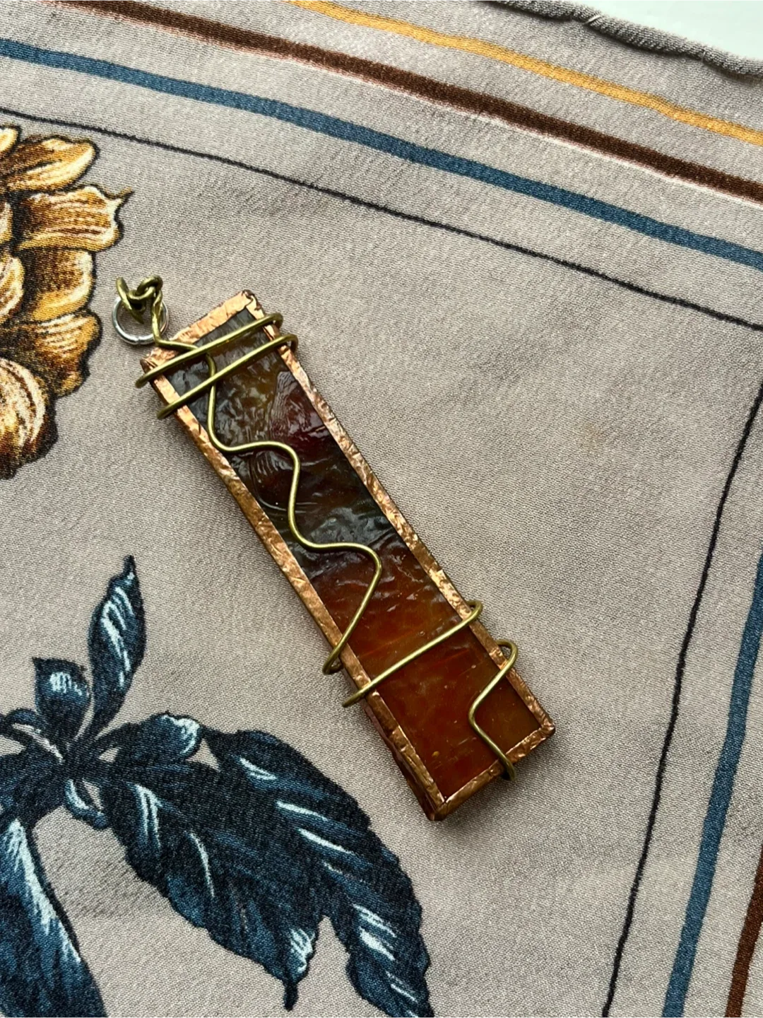One of a kind double sided stained glass pendant