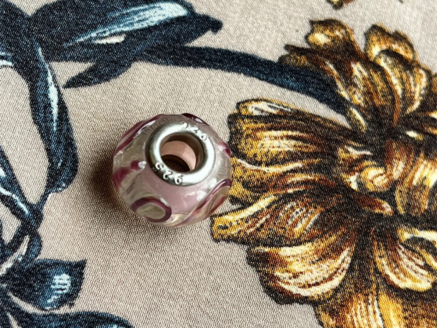 Make an offer: Pink Pandora Style Swirl Glass Charm 925 Silver - photo 2