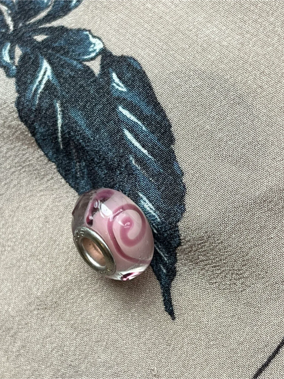 Pink Pandora Style Swirl Glass Charm 925 Sterling Silver