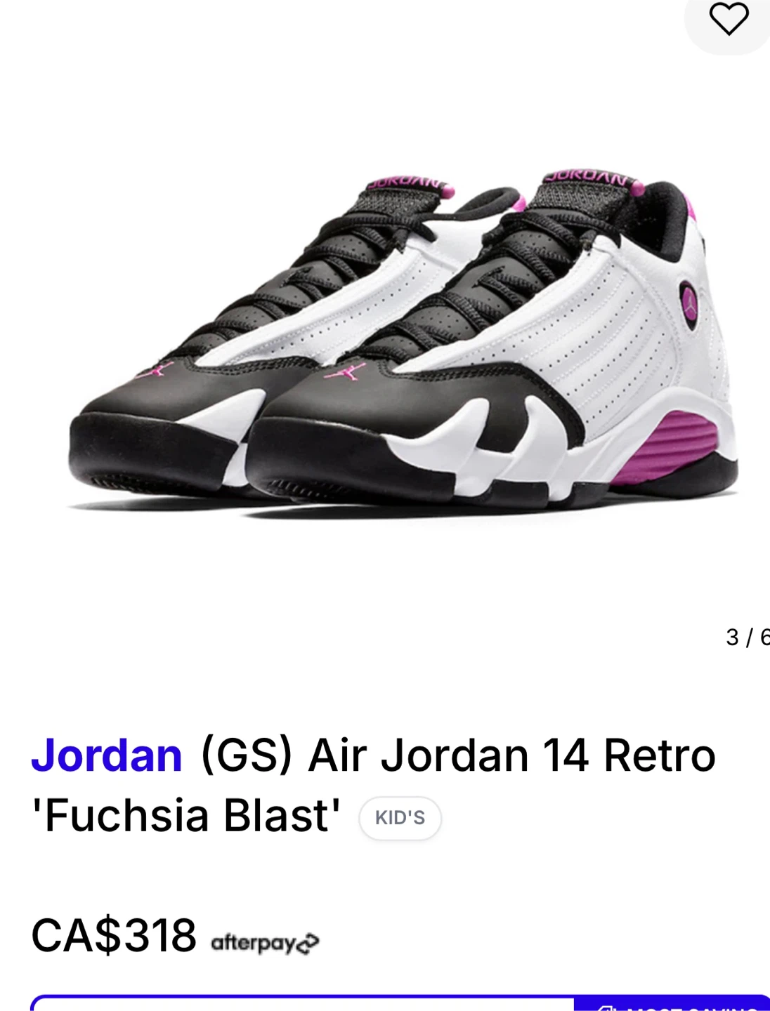 Jordan Air Jordan 14 Retro Fuchsia Blast, Size 6.5Y - photo 5