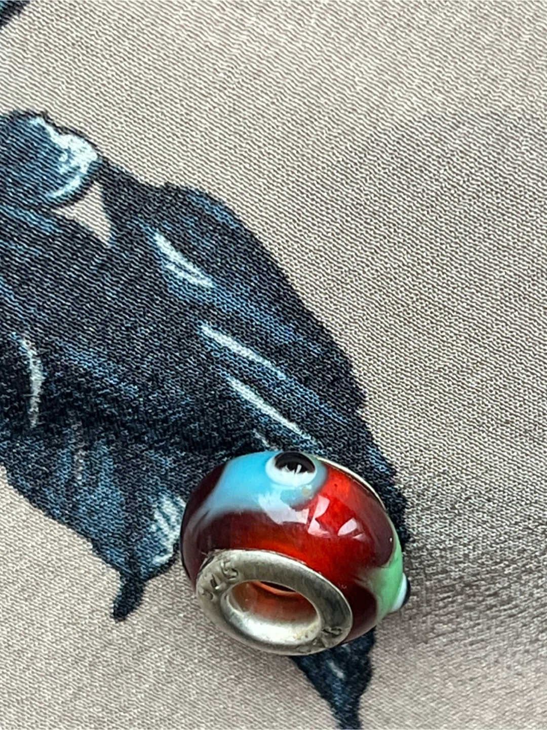 Pandora Style Swirl Glass Charm 925 Sterling Silver - photo 3