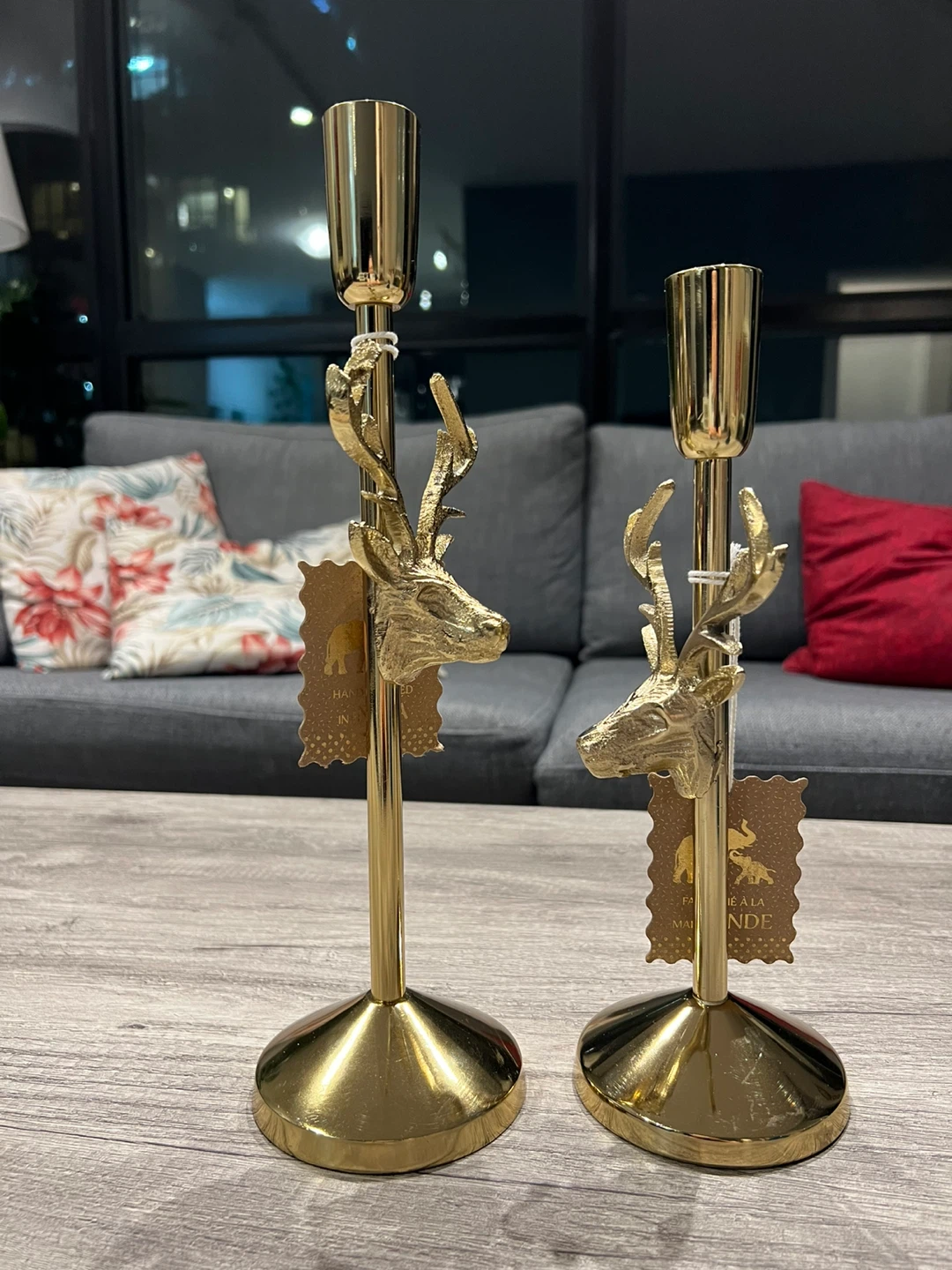 2 Deer Head Candlestick Holders - Gold - photo 2