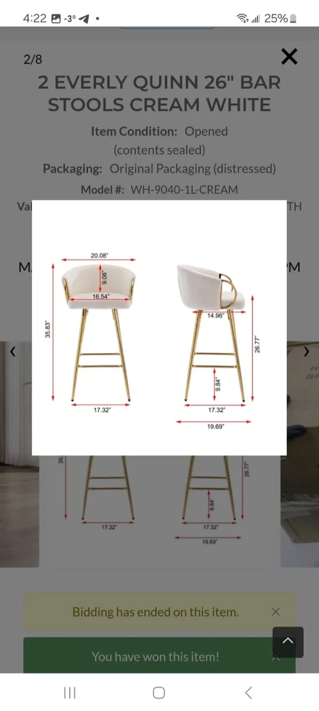 Everly Quinn 26" Bar Stools - Cream White image indicator(2)
