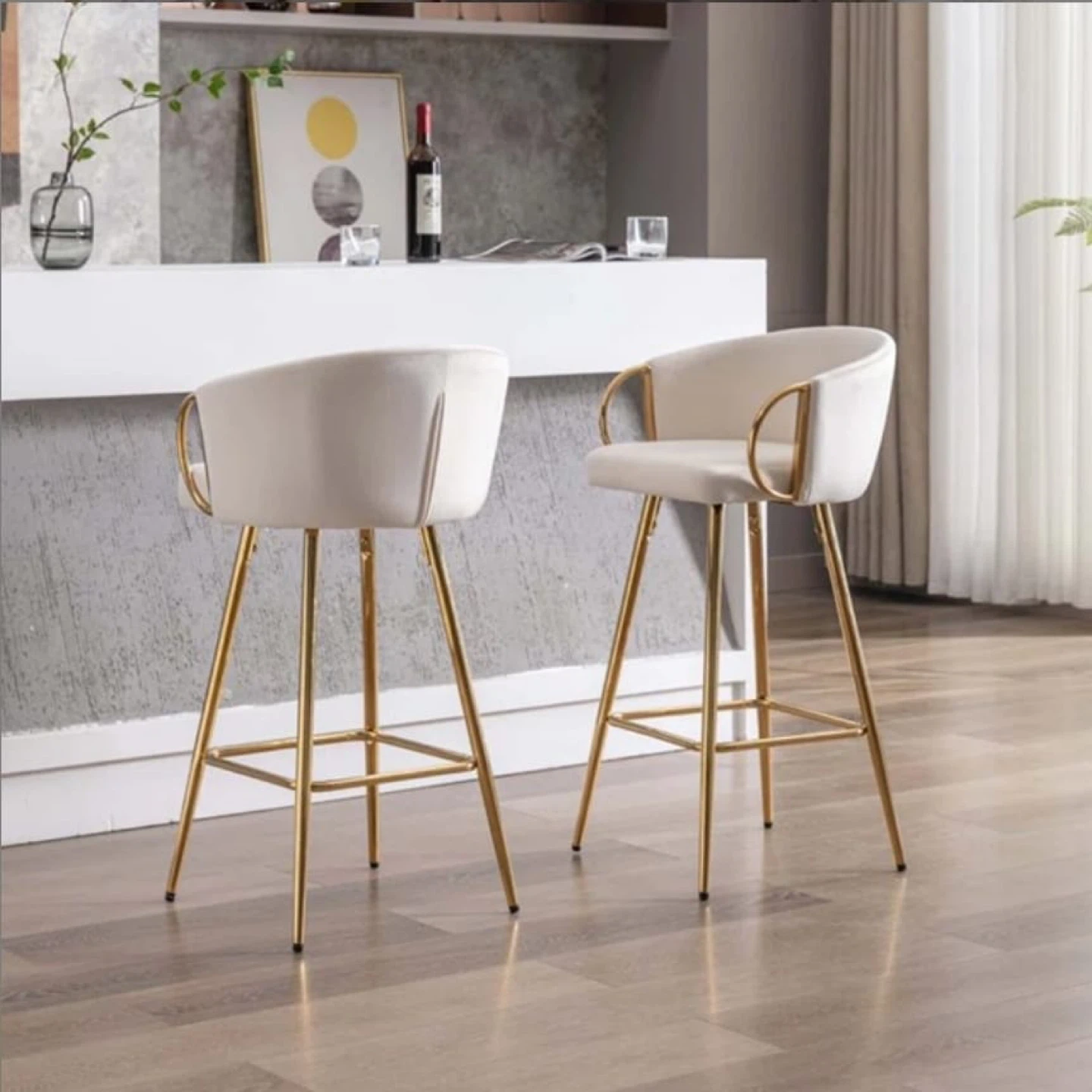 Everly Quinn 26" Bar Stools - Cream White