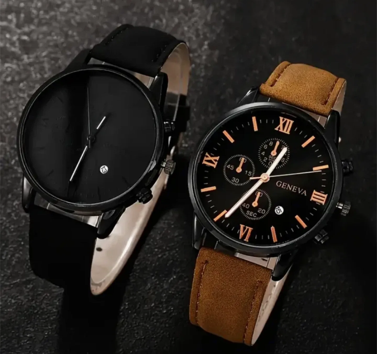 Geneva Men's Watches - Black & Brown