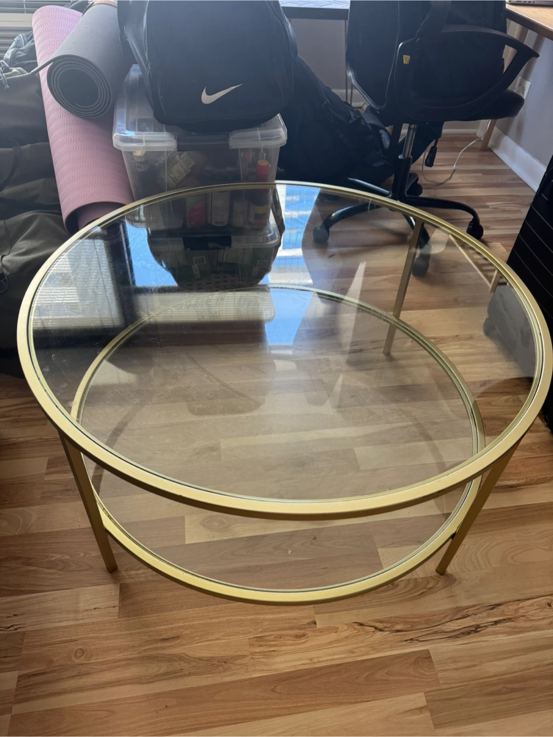 Gold Round Glass Coffee Table