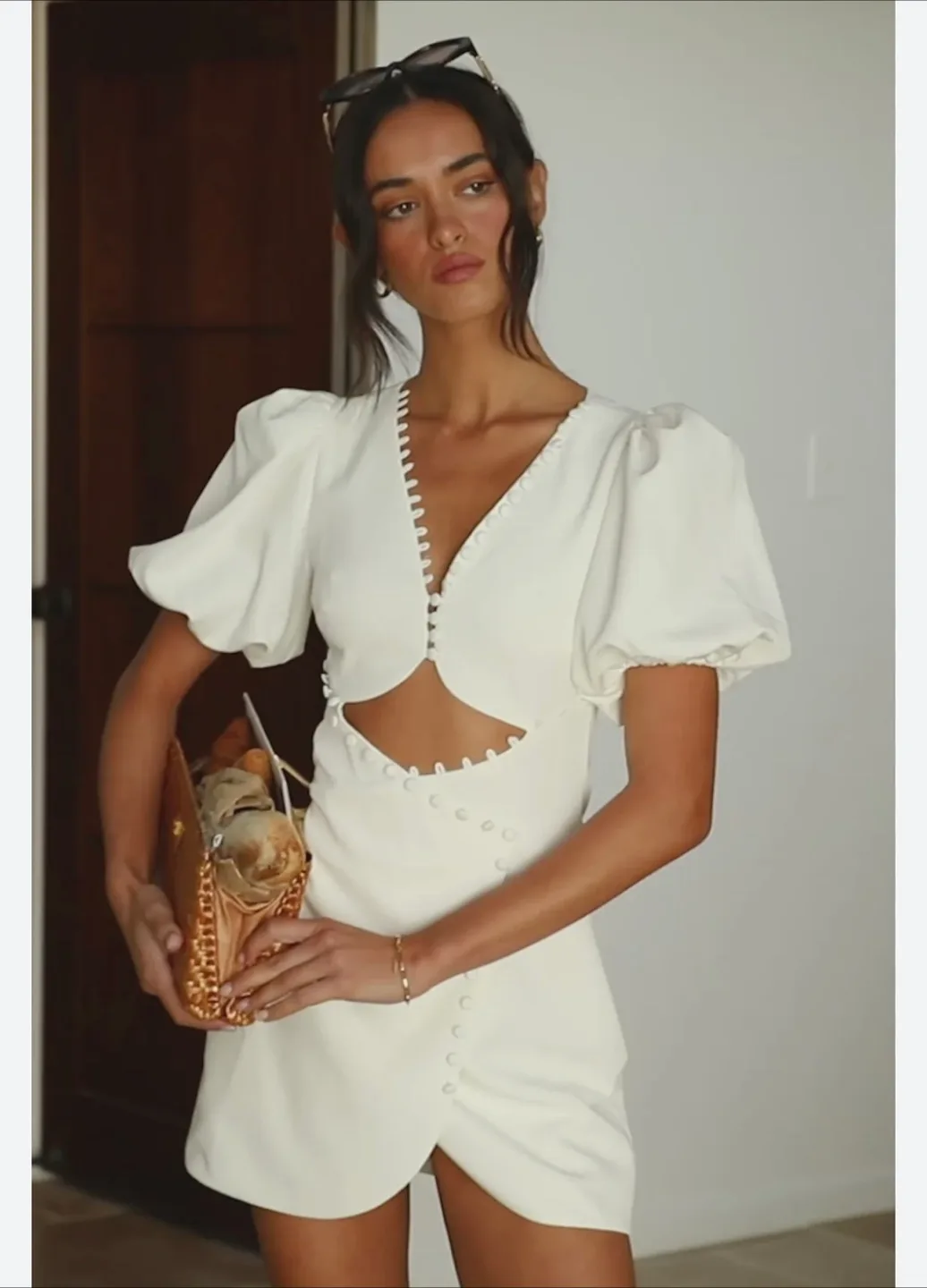 SABO Jaylie Button White Dress Size Large Retail $138 NEW