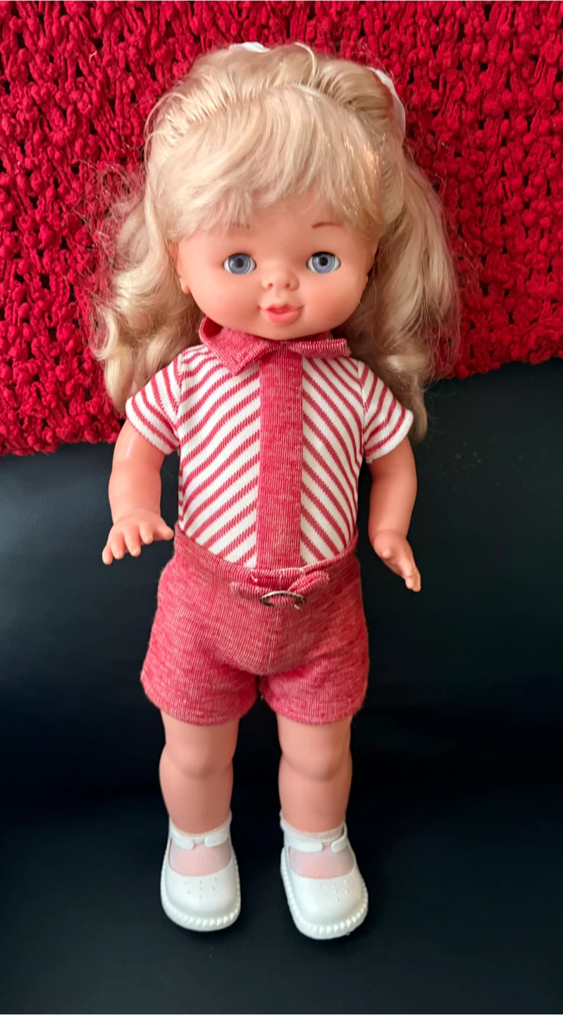 Vintage Blonde Hair Doll in Red & White Outfit - photo 2