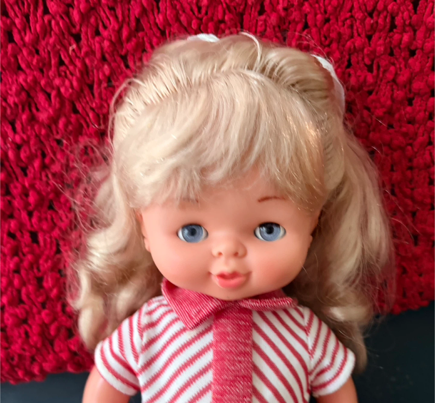 Vintage Blonde Hair Doll in Red & White Outfit - photo 3