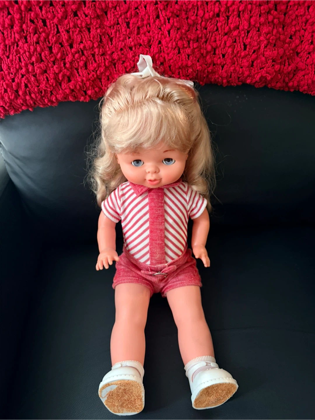 Vintage Blonde Hair Doll in Red & White Outfit - photo 4