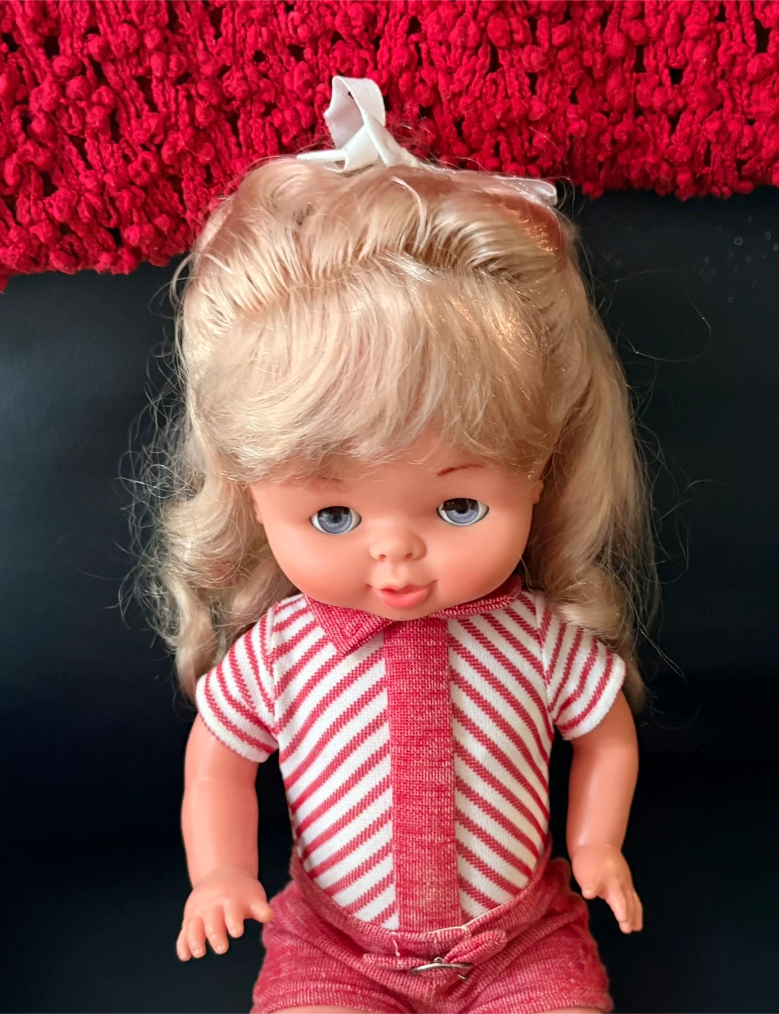 Vintage Blonde Hair Doll in Red & White Outfit - photo 5