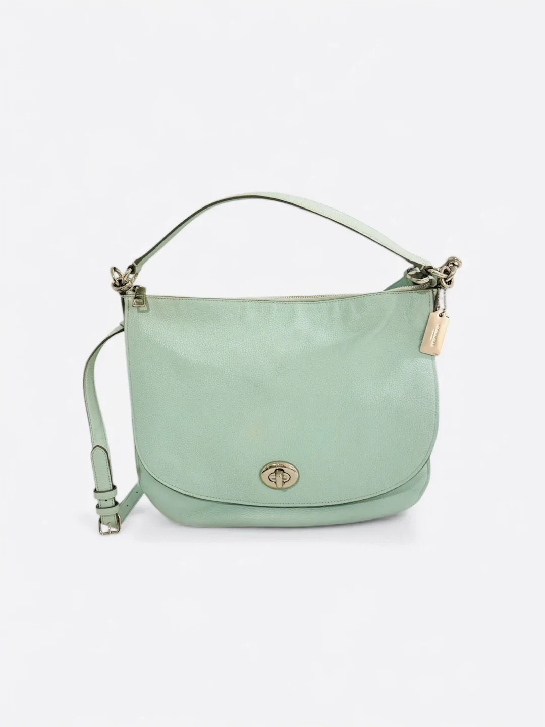 Coach Turnlock Hobo Bag – Seafoam Green Leather