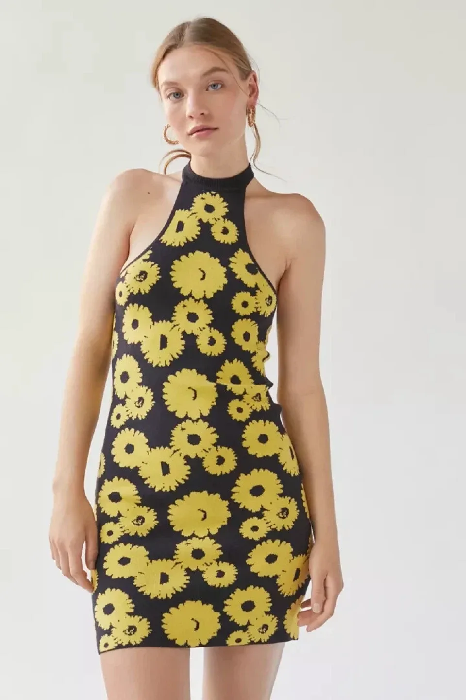 Urban Outfitters Charlie Sunflower Knit Mini  Dress