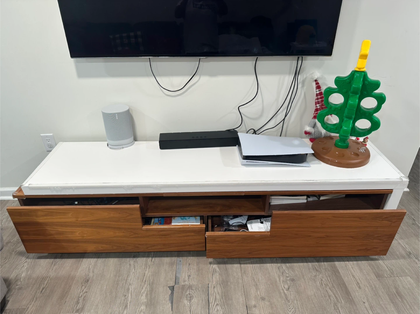 Wood & White TV Stand/Media Console - photo 2