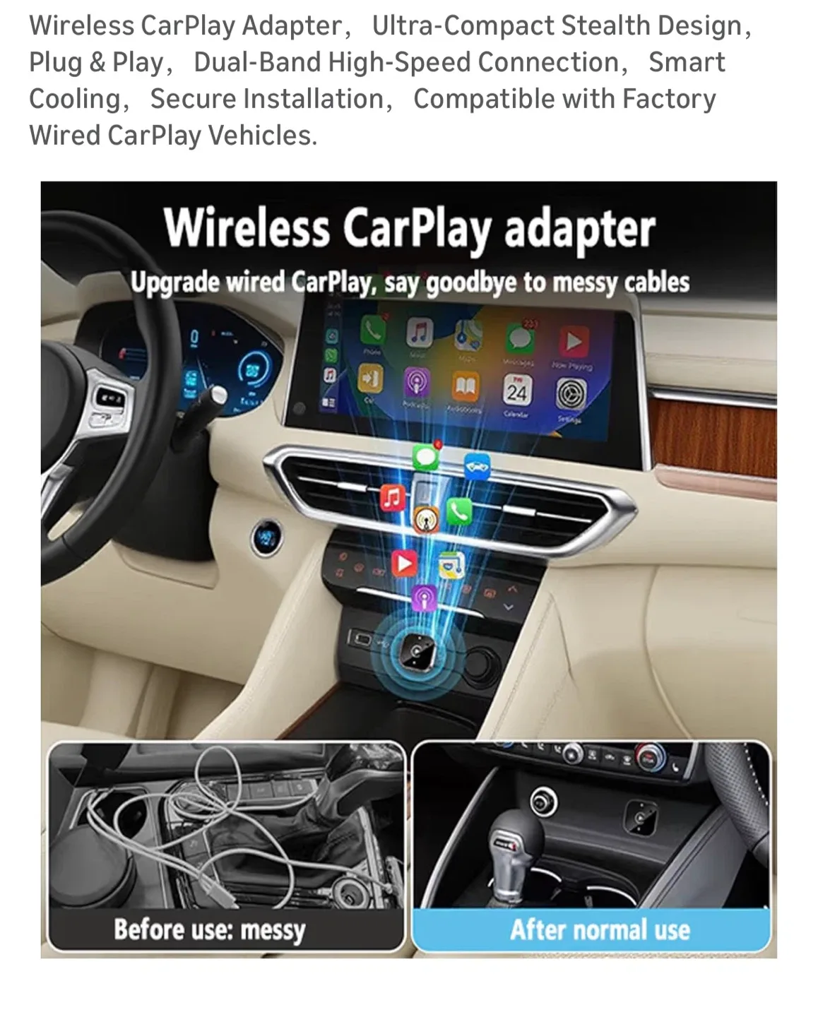 Brand New Wireless CarPlay Adapter image indicator(7)