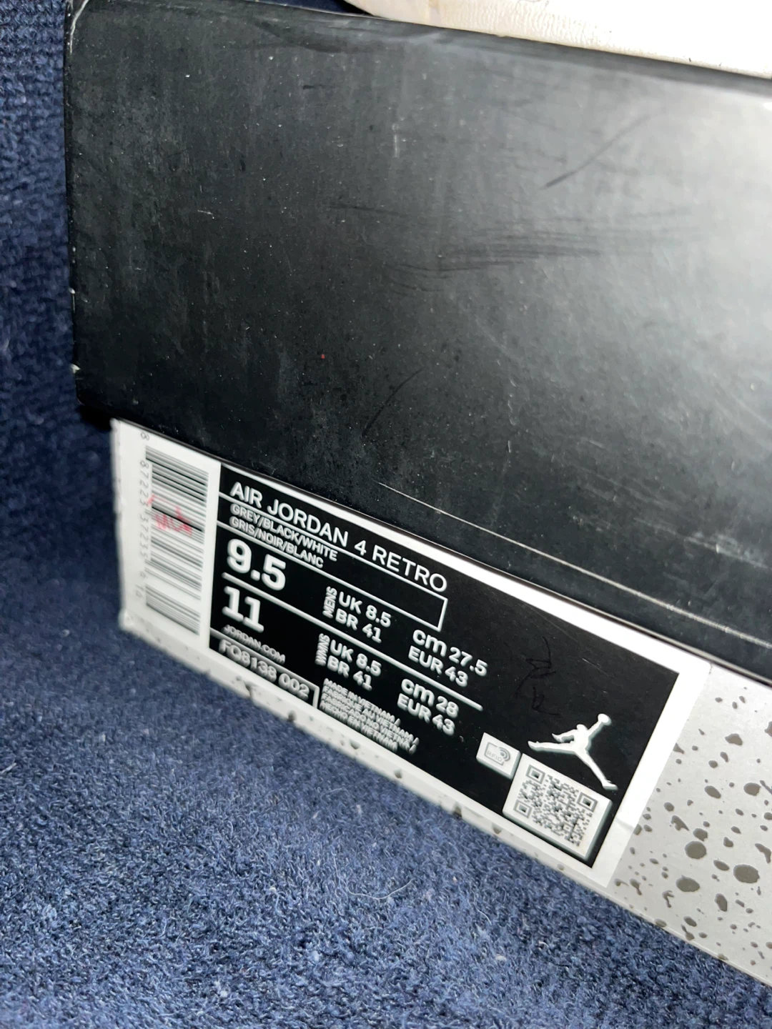 Air Jordan 4 Retro Grey/Black/White Size 9.5 - photo 4